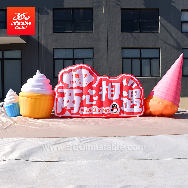 Hot sale Customized inflatable colorful ice cream Background board for stage decoration and Christmas decoration