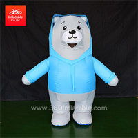 moving Inflatable cartoon bule bear walking costume advertising inflatable cartoon for decoration customized
