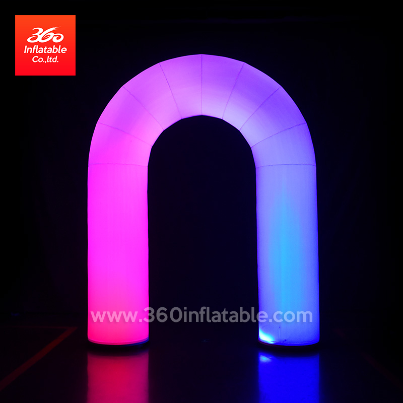outdoor inflatable colorful archway advertising inflatable light rainbow led arch U shape inflatable entrance arch for sale