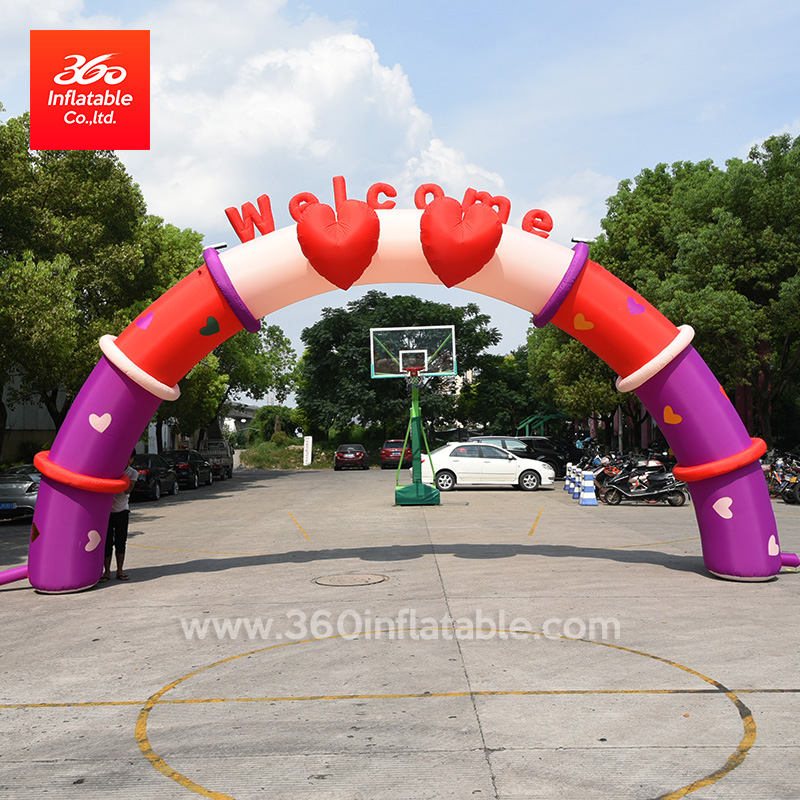 Two Hearts Shape Inflatable Welcome Wedding Arches Custom