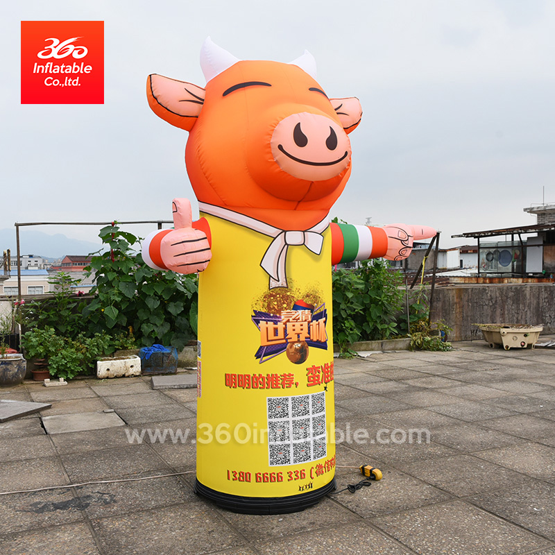 Custom LED lighting cartoon pig lamp post Advertising inflatable Free printing logo lamp post Outdoor welcomes lamp post