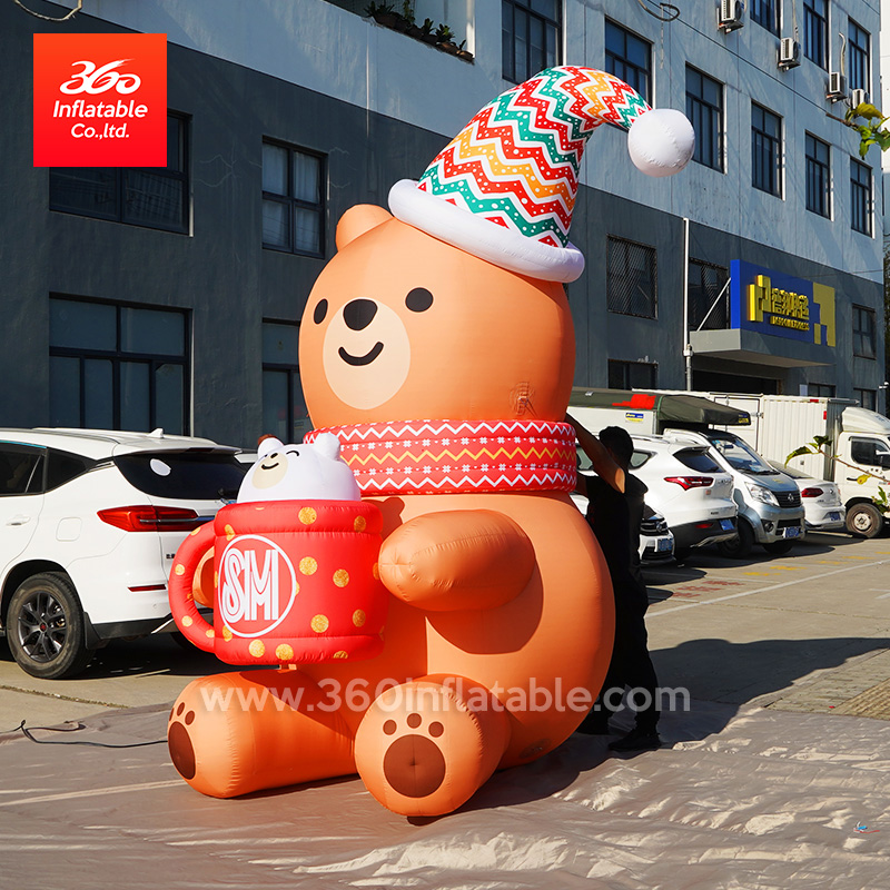 Christmas Bear Cartoon Advertising Inflatables Custom 