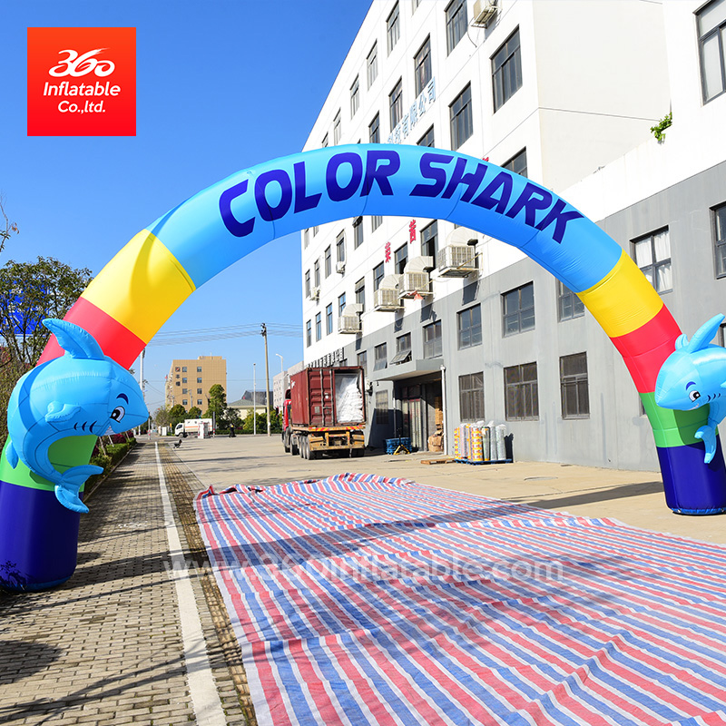 Colour Dolphin Cartoon Rainbow Arch Inflatable Custom 
