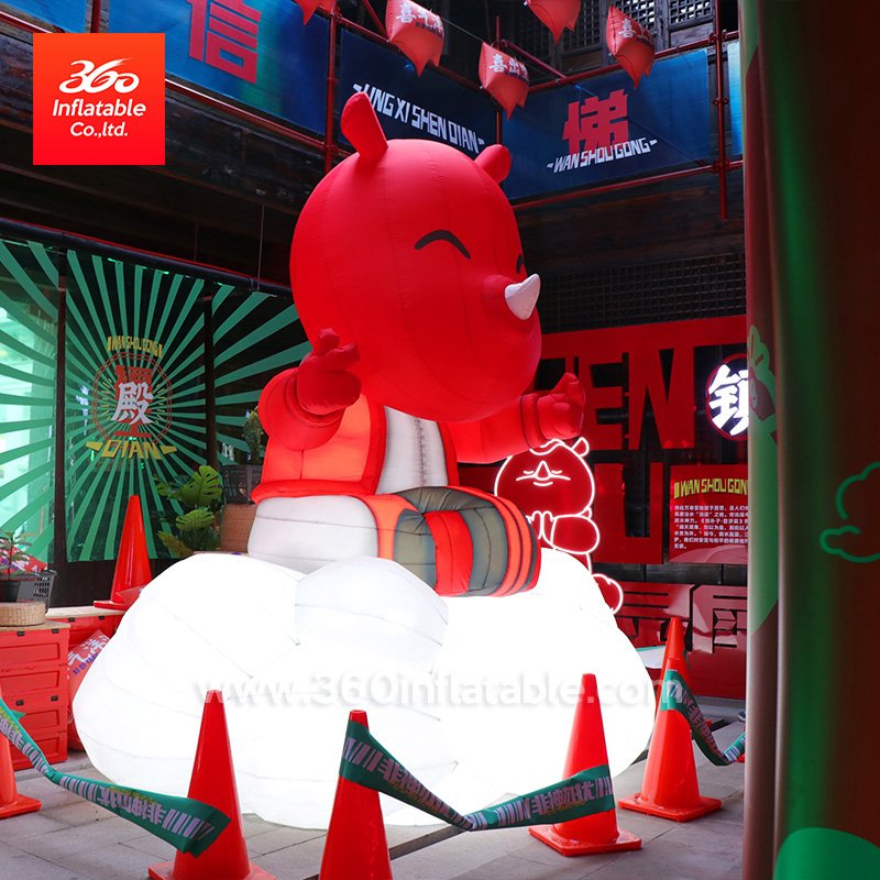 Customized Inflatable Red Bear Sitting on a Cloud Advertising Inflatables 