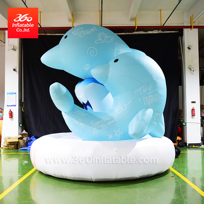 4m high advertising inflatable ocean fish animal dolphin custom inflatable dolphin statue with cushion inflatable dolphin model