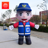 Waterproof Oxford Cloth HD Printing moving inflatable cartoon suit for advertising inflatable policeman character statue