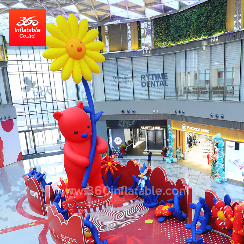 China Famous Cartoon Character Creator Huge Bear Inflatables ZhangZhanZhan Advertising Inflatable Red Bear Custom