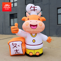 custom Inflatable cartoon animal dairy cow lamp post inflatable advertisement cartoon cattle for decoration inflatable ox statue for sale