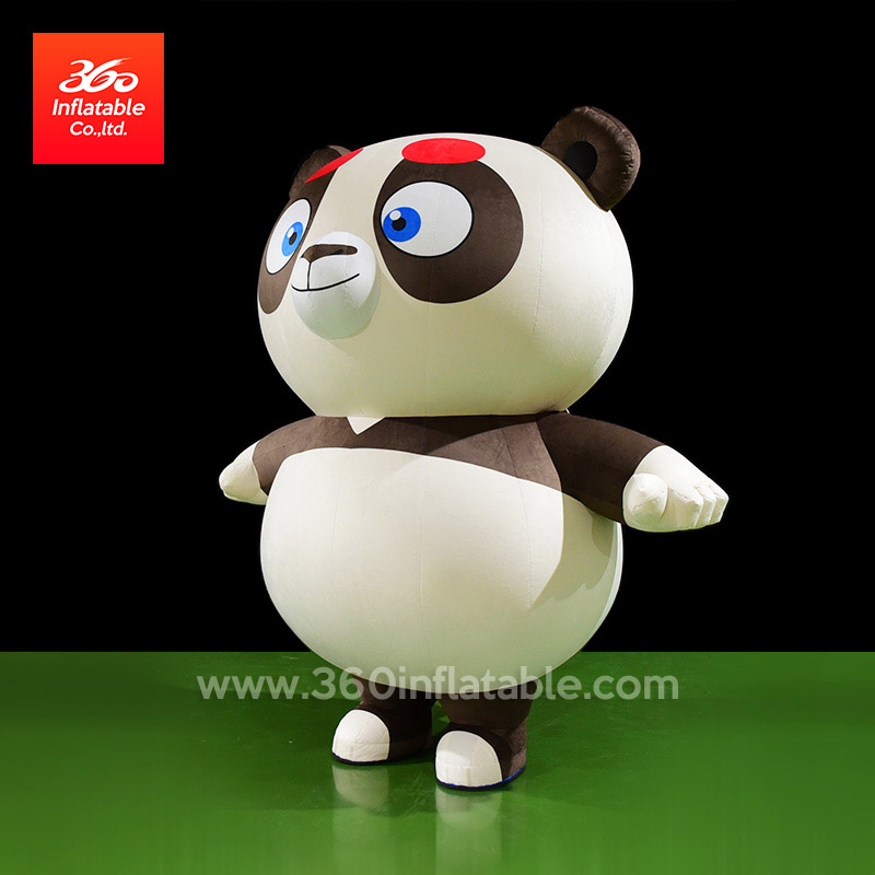 Inflatable Chinese Mascot Black White Panda suit for decoration Custom Inflatable Characters Animal Panda plush costume for sale