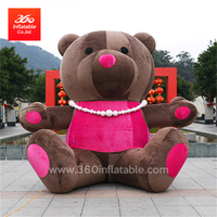 High Quality Factory Price Adverting Inflatable Dark Brown Bear with A red Skirt Custom Printing