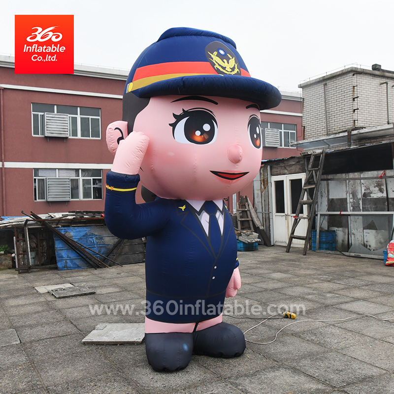 new design giant Inflatable advertising Policewoman Character wearing police uniform for Customized service