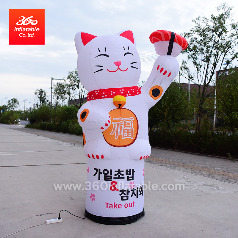 2m Custom Printing Cat Cartoon Led Lamp Inflatable Advertising Cat Lamps Custom