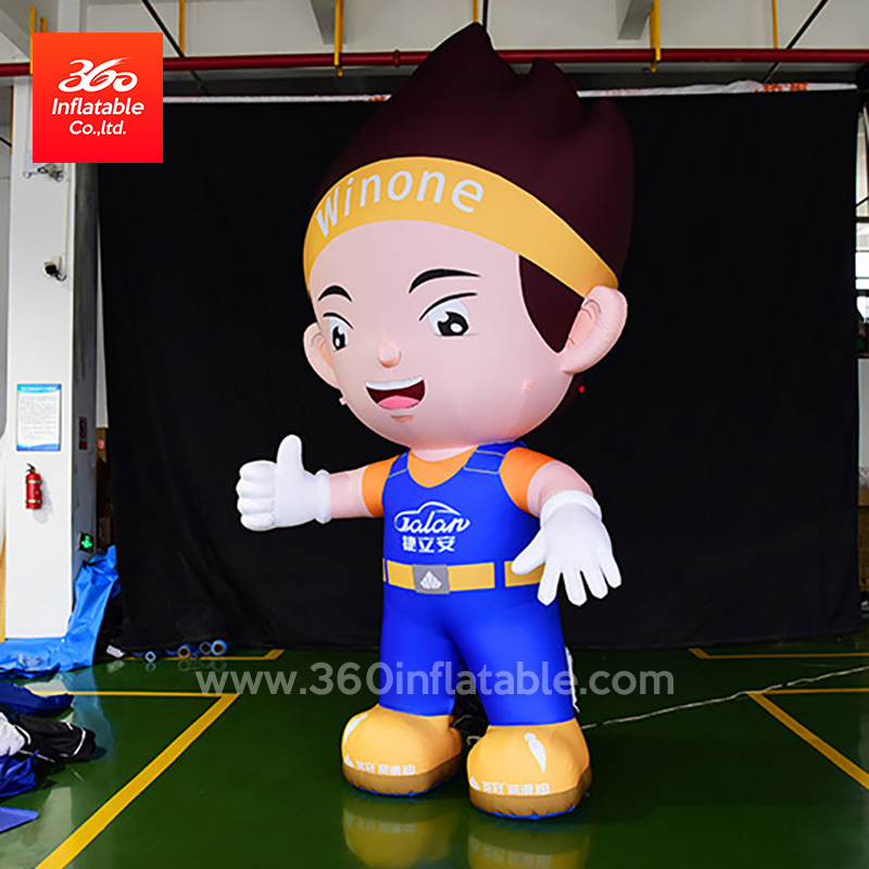 Factory Price Good Quality Full Color Printing Inflatable Advertising Mascot Handsome Boy blue with hairband for sale statue